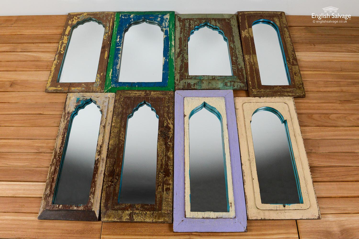 Indian Rustic Painted Wooden Mirrors, 20th Century For Sale 3