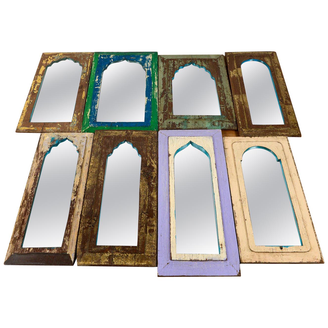 Indian Rustic Painted Wooden Mirrors, 20th Century For Sale