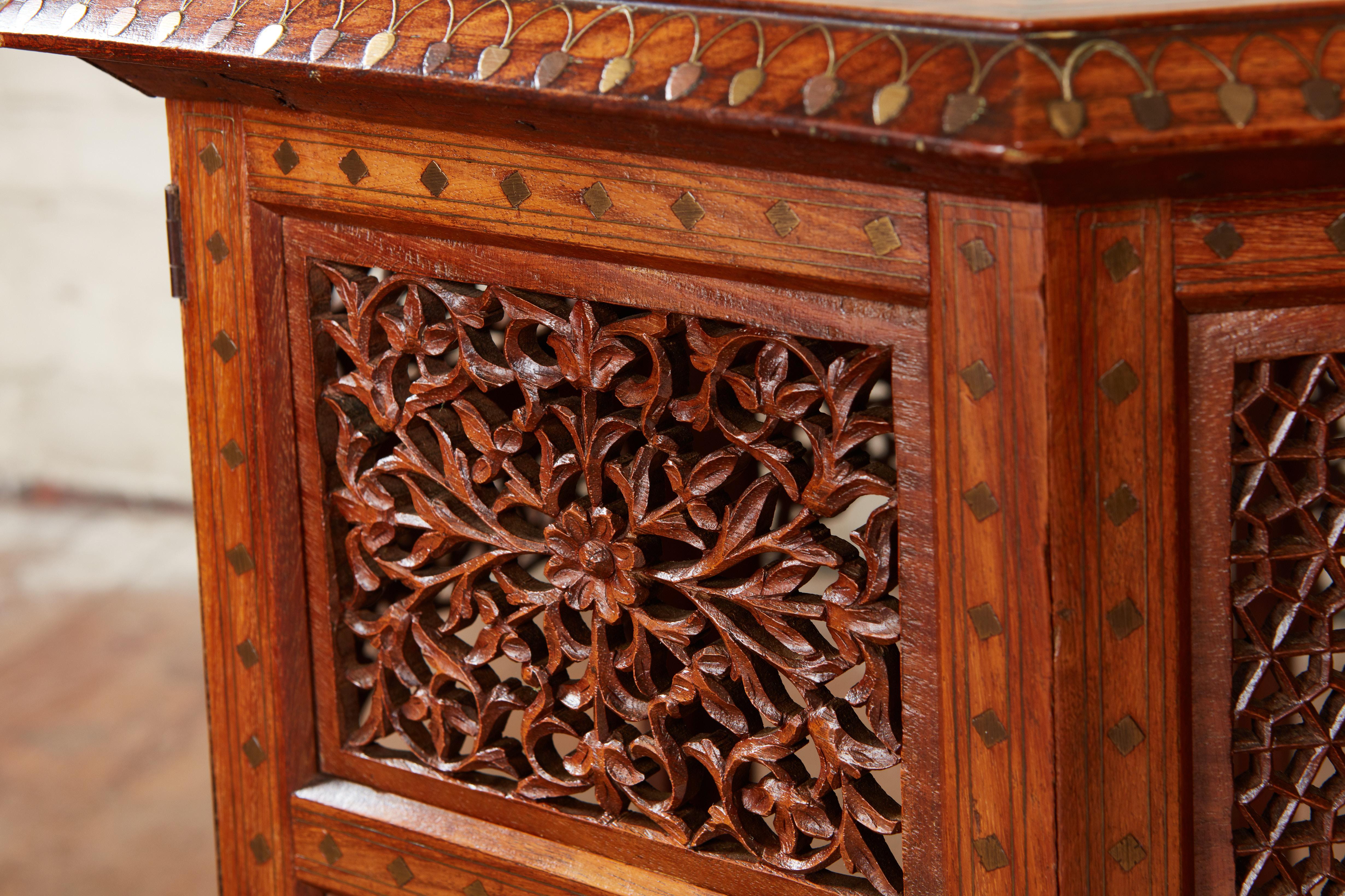Inlay Indian Sandalwood Taboret Table For Sale