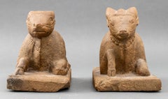 Paire de sculptures indiennes Nandi en grès