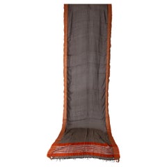 Indian Sari Brown Color, Brik Red and Gold Border, also Evening Summer Dress