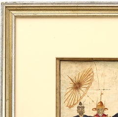 Indian School Watercolor Painting of Burmese Prince with Attendants