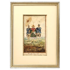 Indian School Watercolor Painting of Burmese Prince with Attendants