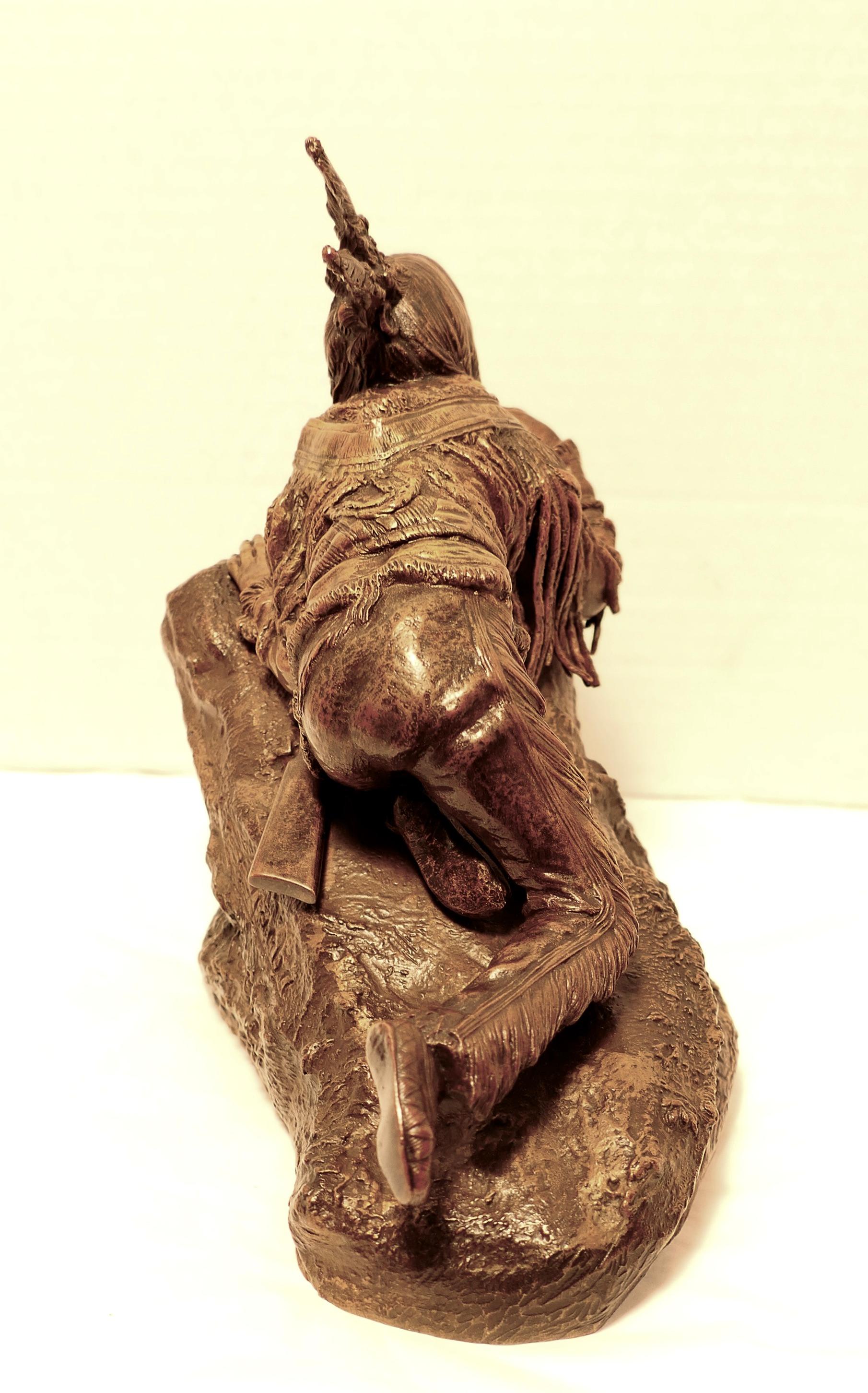 Patinated Indian Scout, Bronze by Carl Kauba
