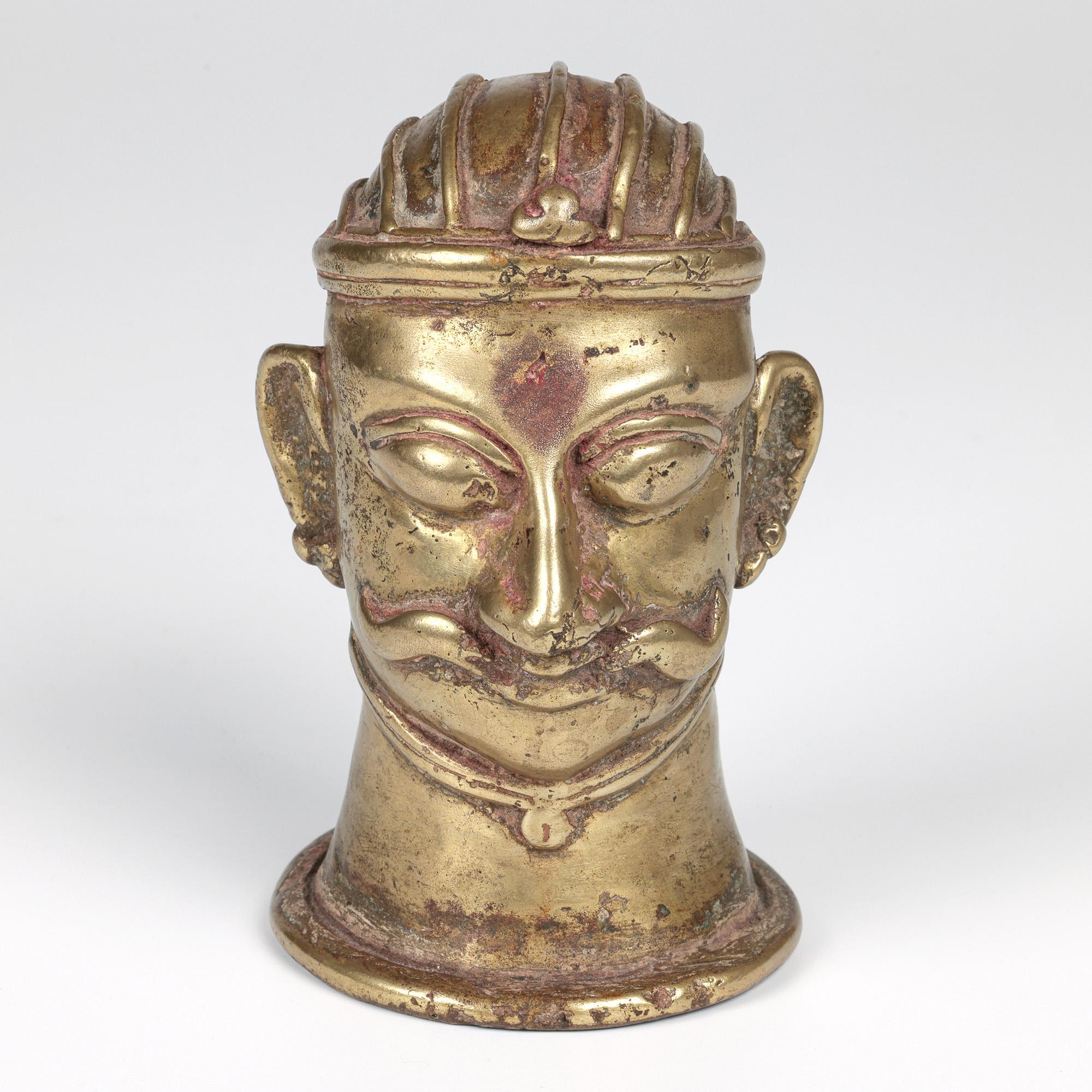 Indian Shiva Mukhalingam Brass Alloy Human Face Cover In Good Condition For Sale In Bishop's Stortford, Hertfordshire