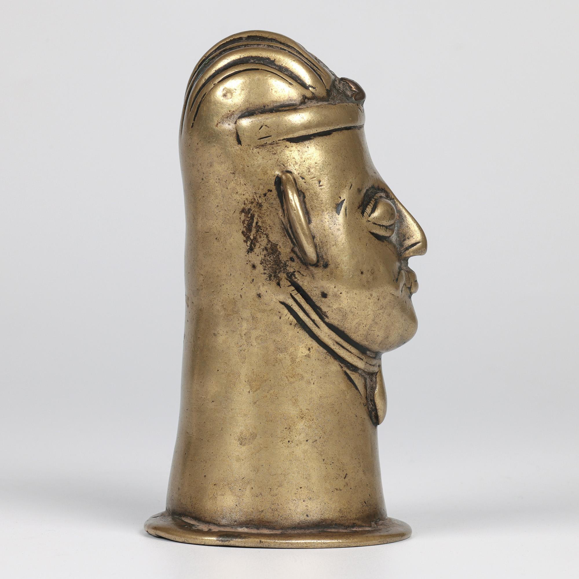 18th Century and Earlier Indian Shiva Mukhalingam Brass Alloy Human Face Cover For Sale