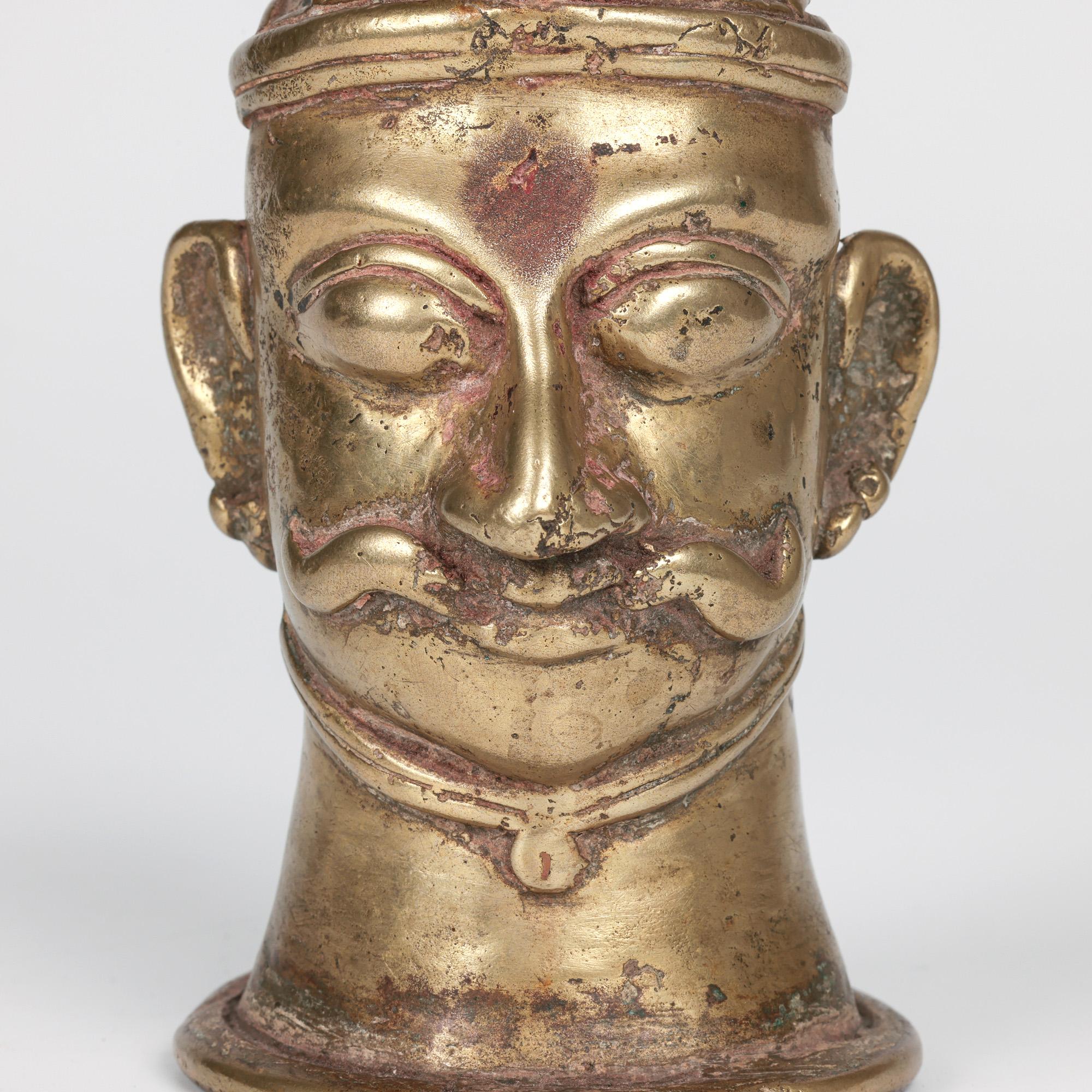 Indian Shiva Mukhalingam Brass Alloy Human Face Cover For Sale 3