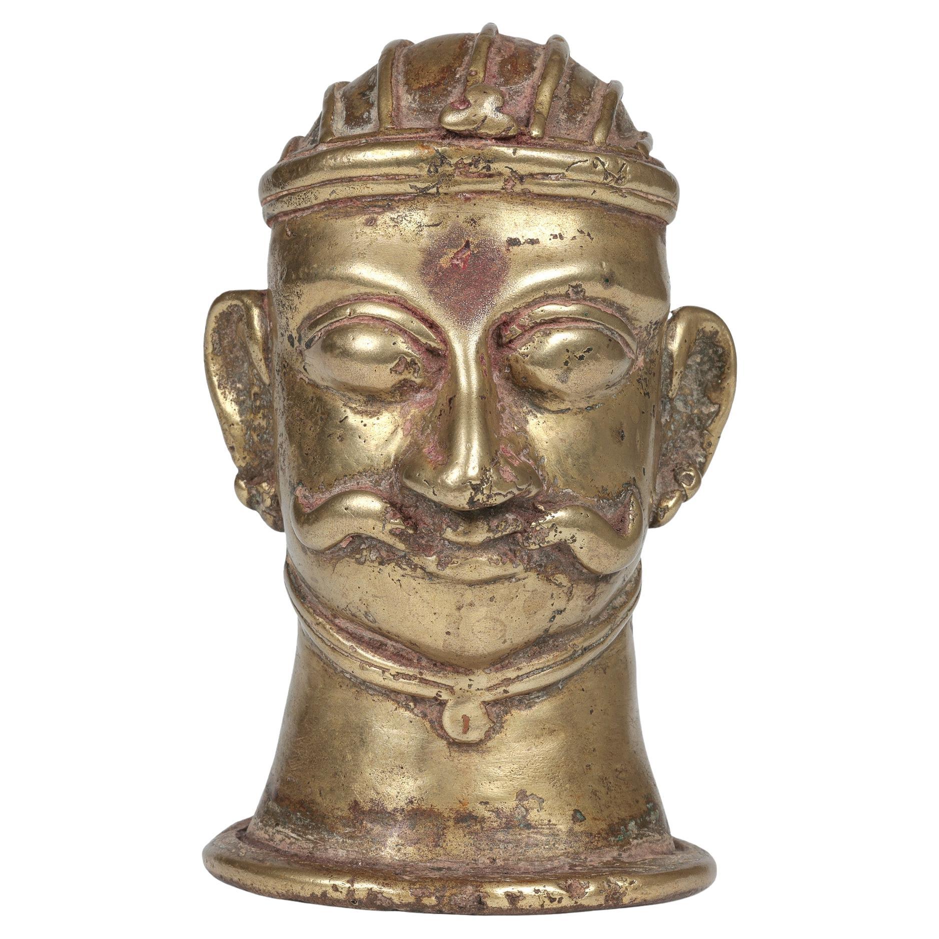 Indian Shiva Mukhalingam Brass Alloy Human Face Cover For Sale