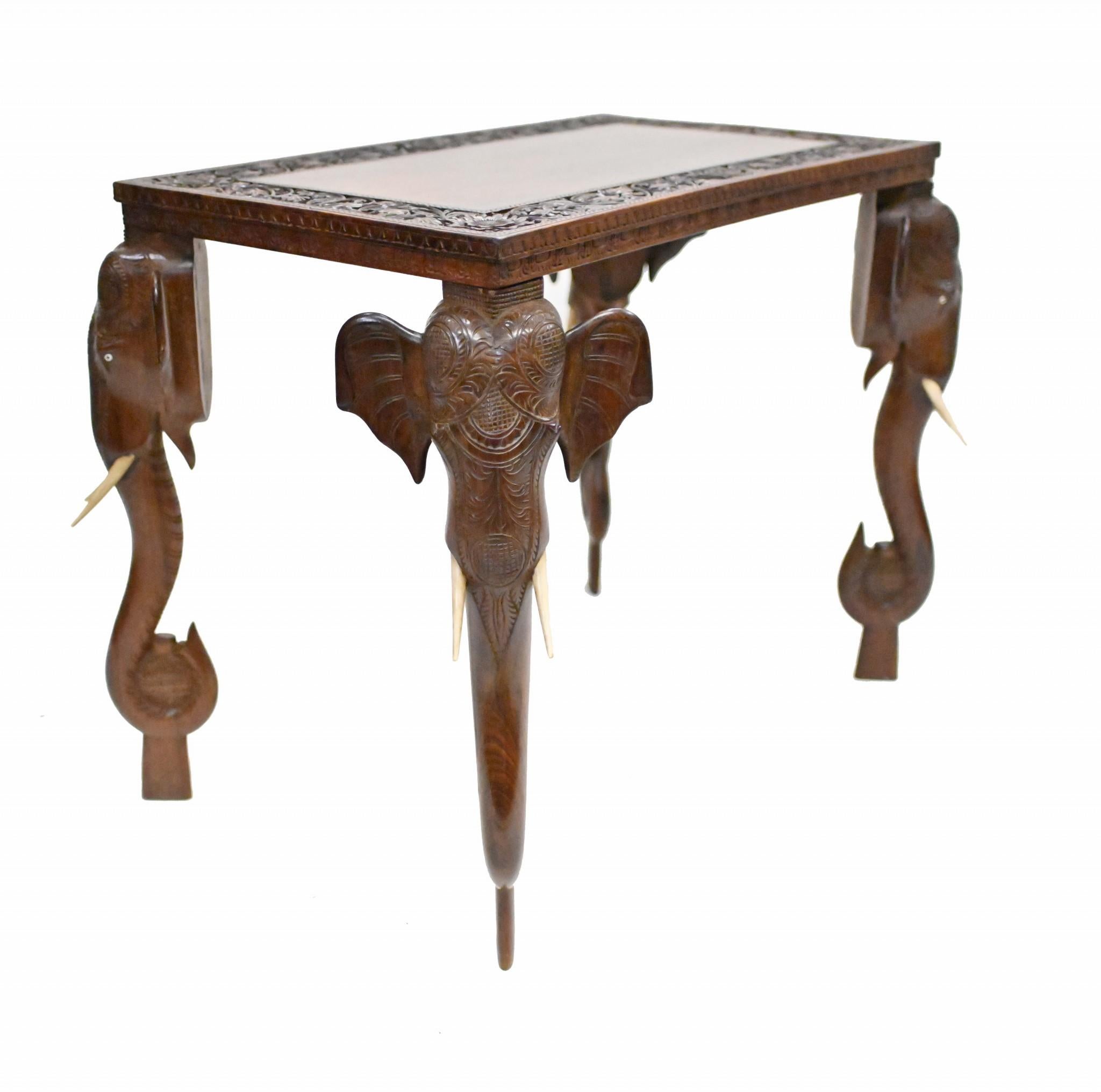 Teak Indian Side Table Colonial Antiques Elephant Legs 1840