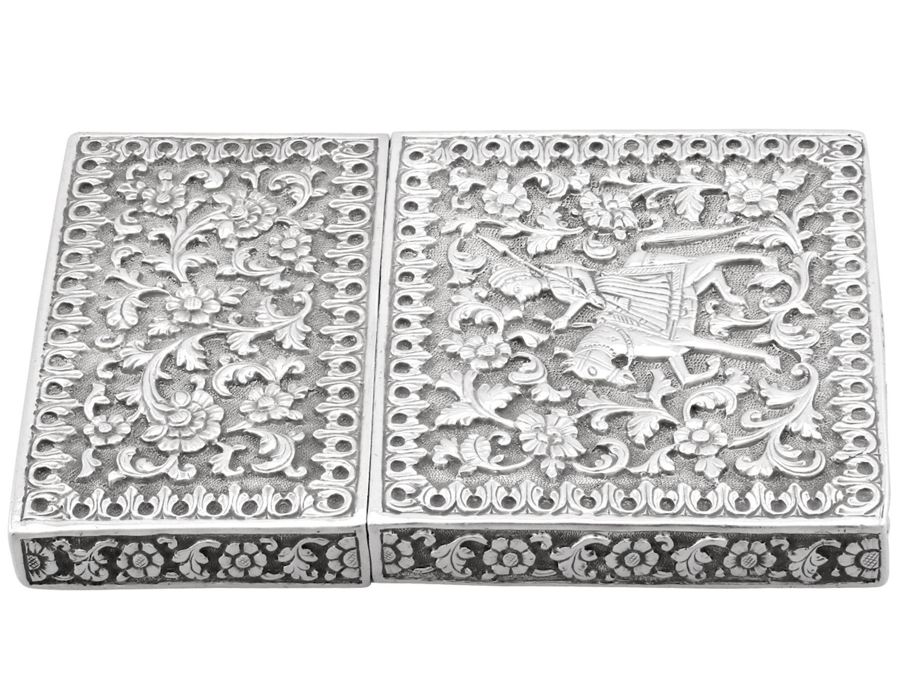 Antique Indian Silver Card Case Circa 1880 3