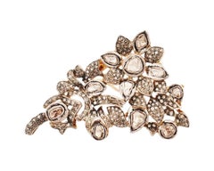 Indian Silver Gold Spinel Stones Diamonds Brooch