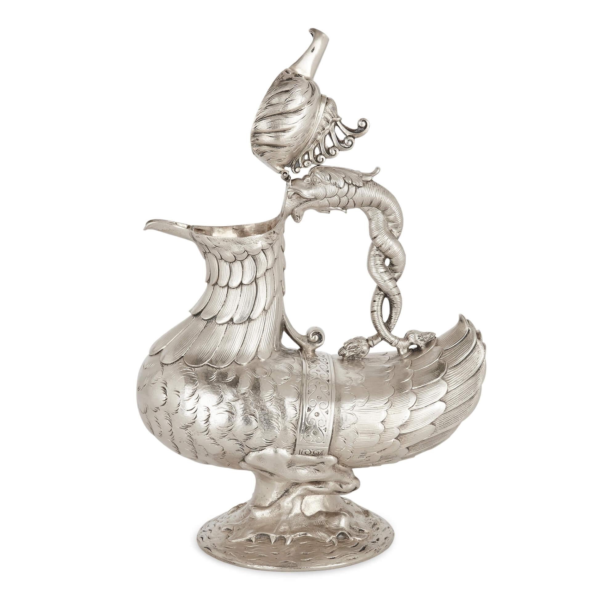 Indian silver mythological bird-form jug In Good Condition For Sale In London, GB