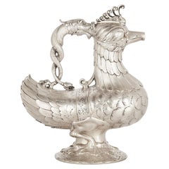 Antique Indian silver mythological bird-form jug