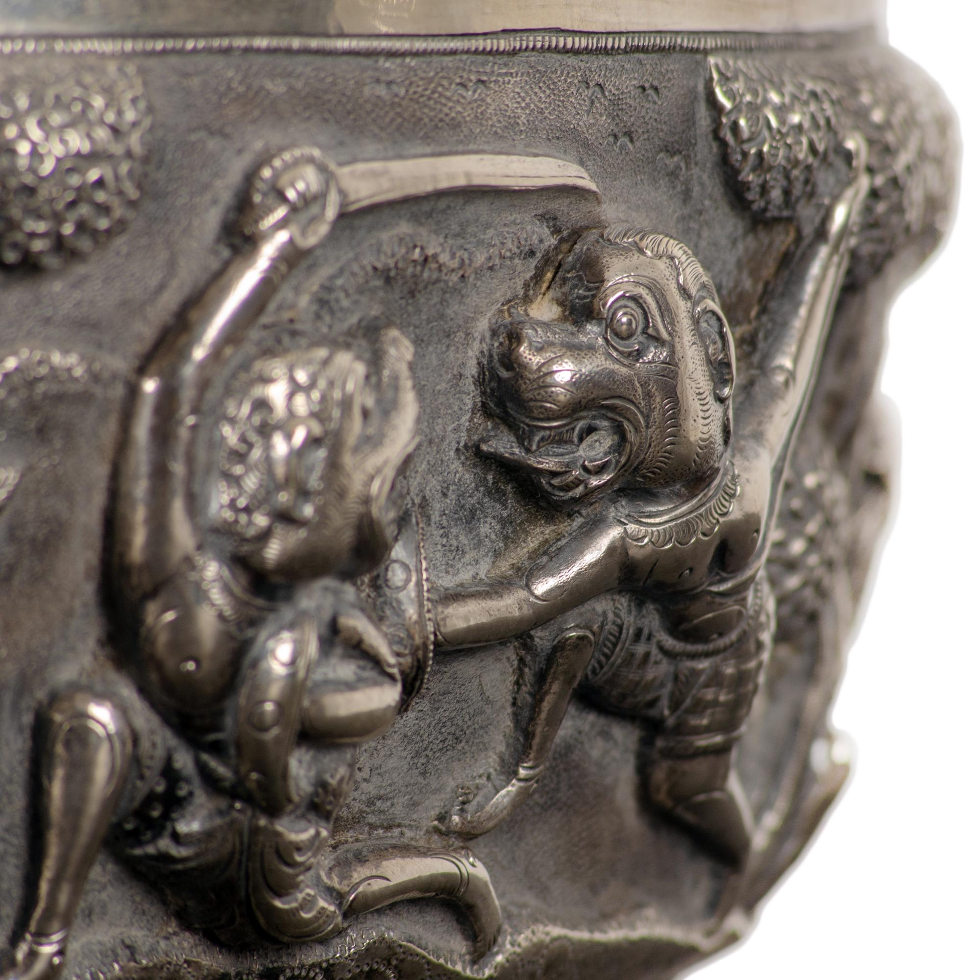 Indian Silver Repoussé Hunting Bowl, Lucknow, 19th Century For Sale 6