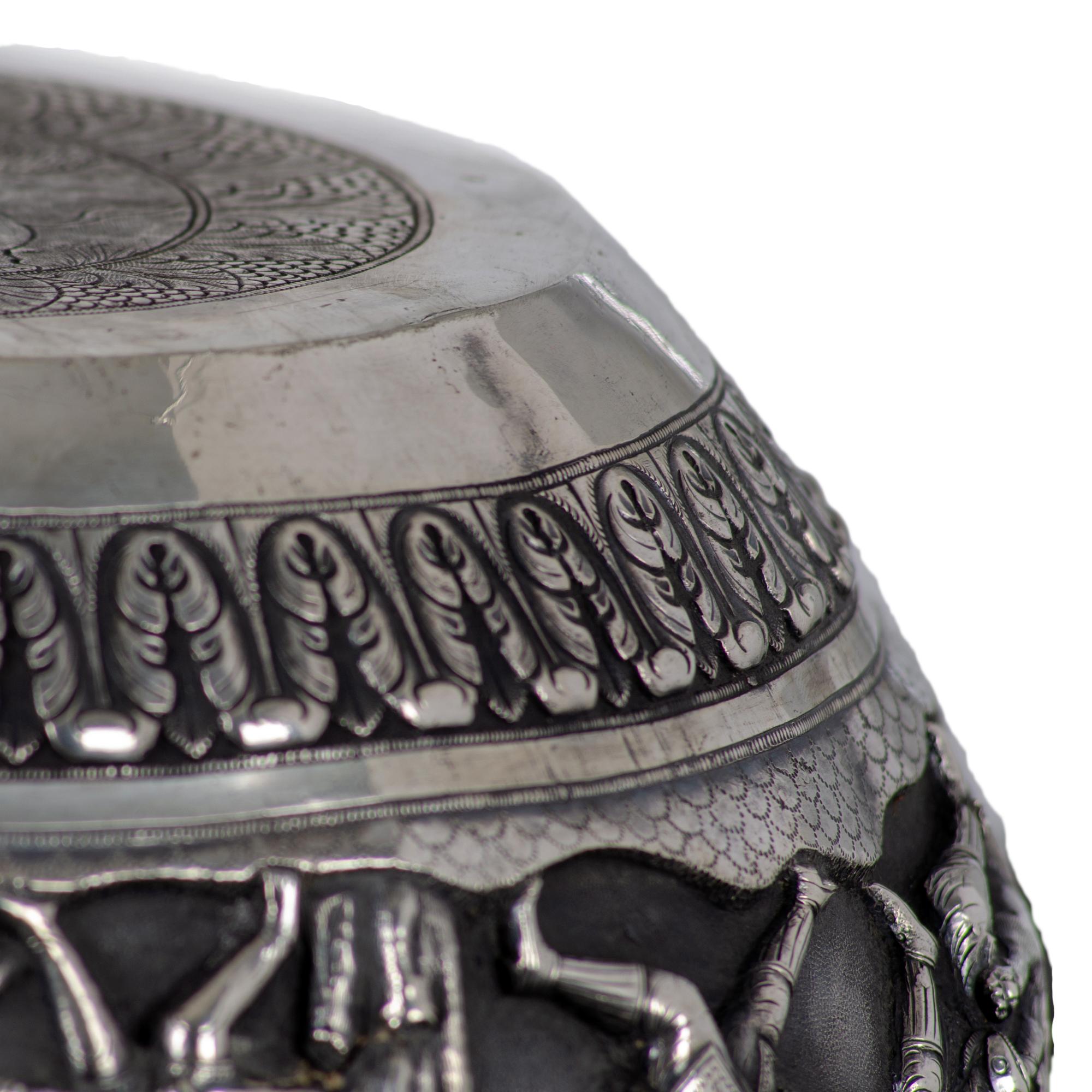 Indian Silver Repoussé Hunting Bowl, Lucknow, 19th Century For Sale 7