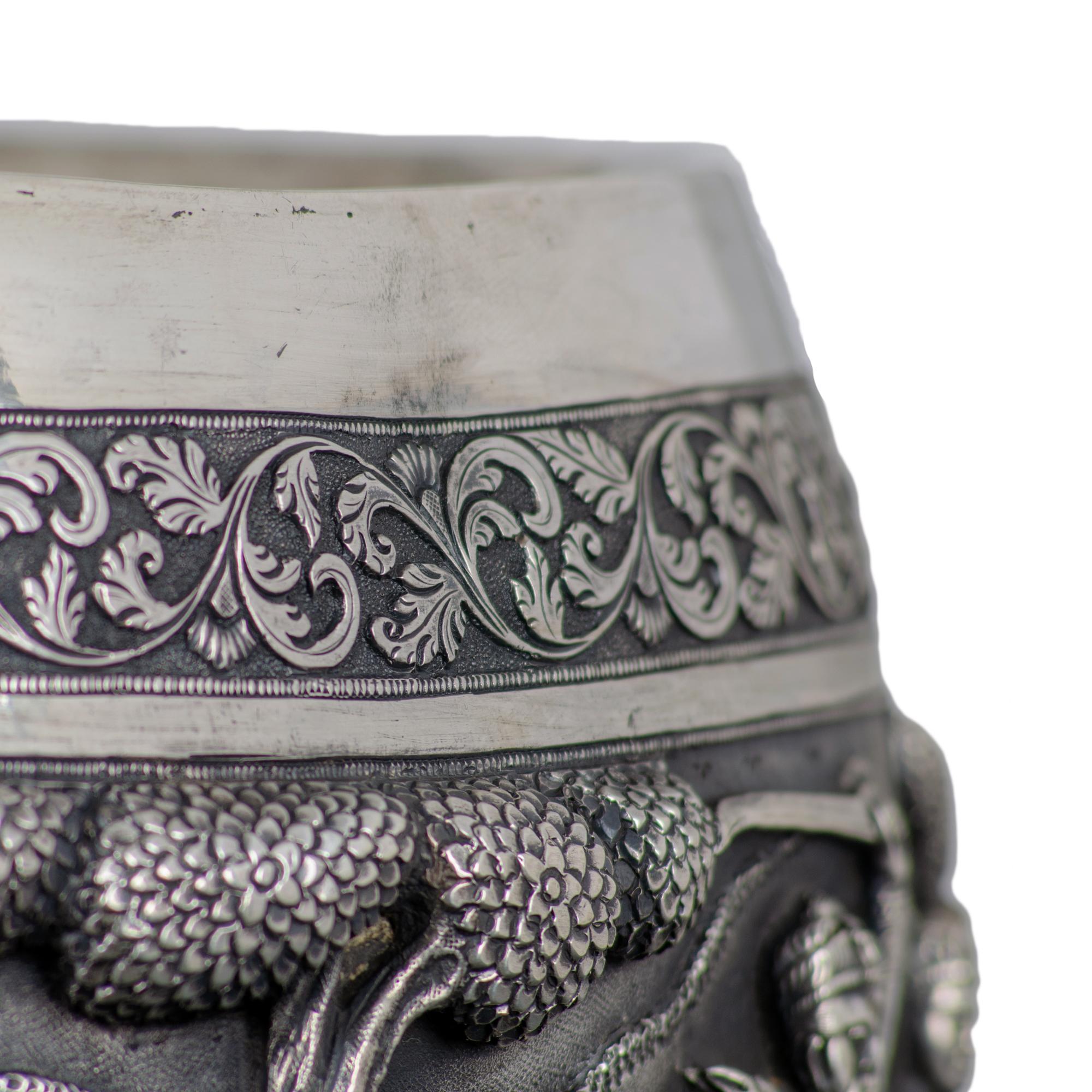Indian Silver Repoussé Hunting Bowl, Lucknow, 19th Century For Sale 8