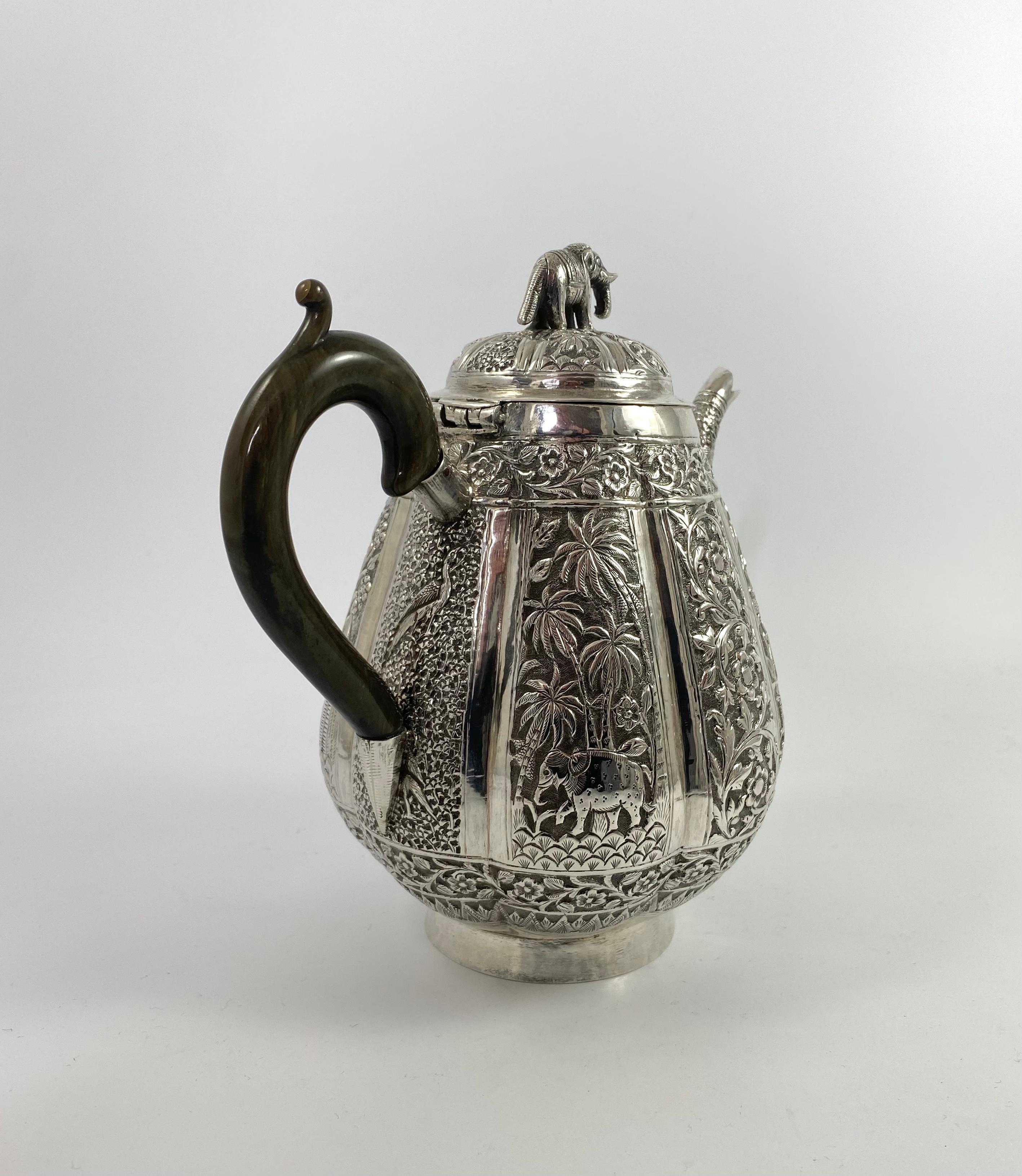 Indian Silver Three Piece Tea Set, c. 1890 6