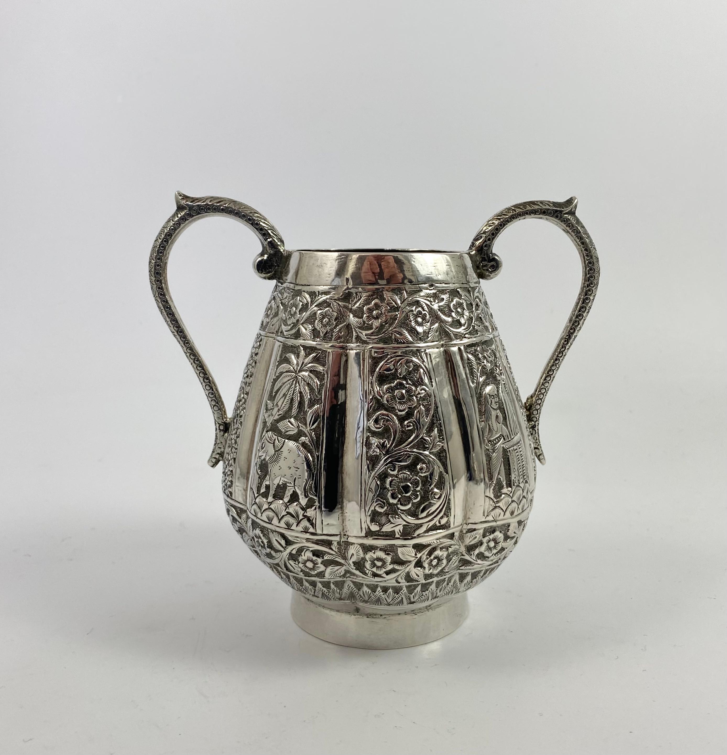 Indian Silver Three Piece Tea Set, c. 1890 9