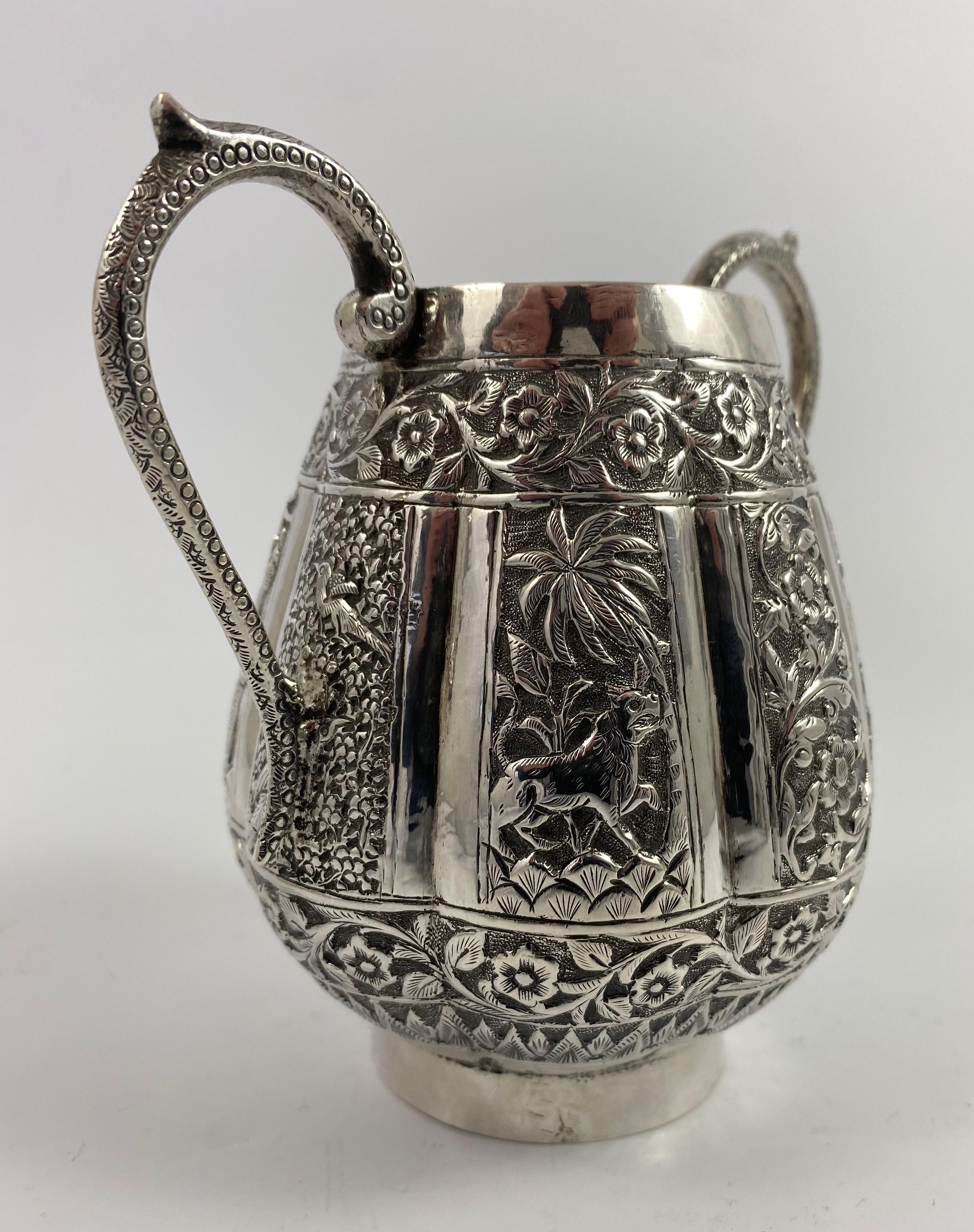 Indian Silver Three Piece Tea Set, c. 1890 11