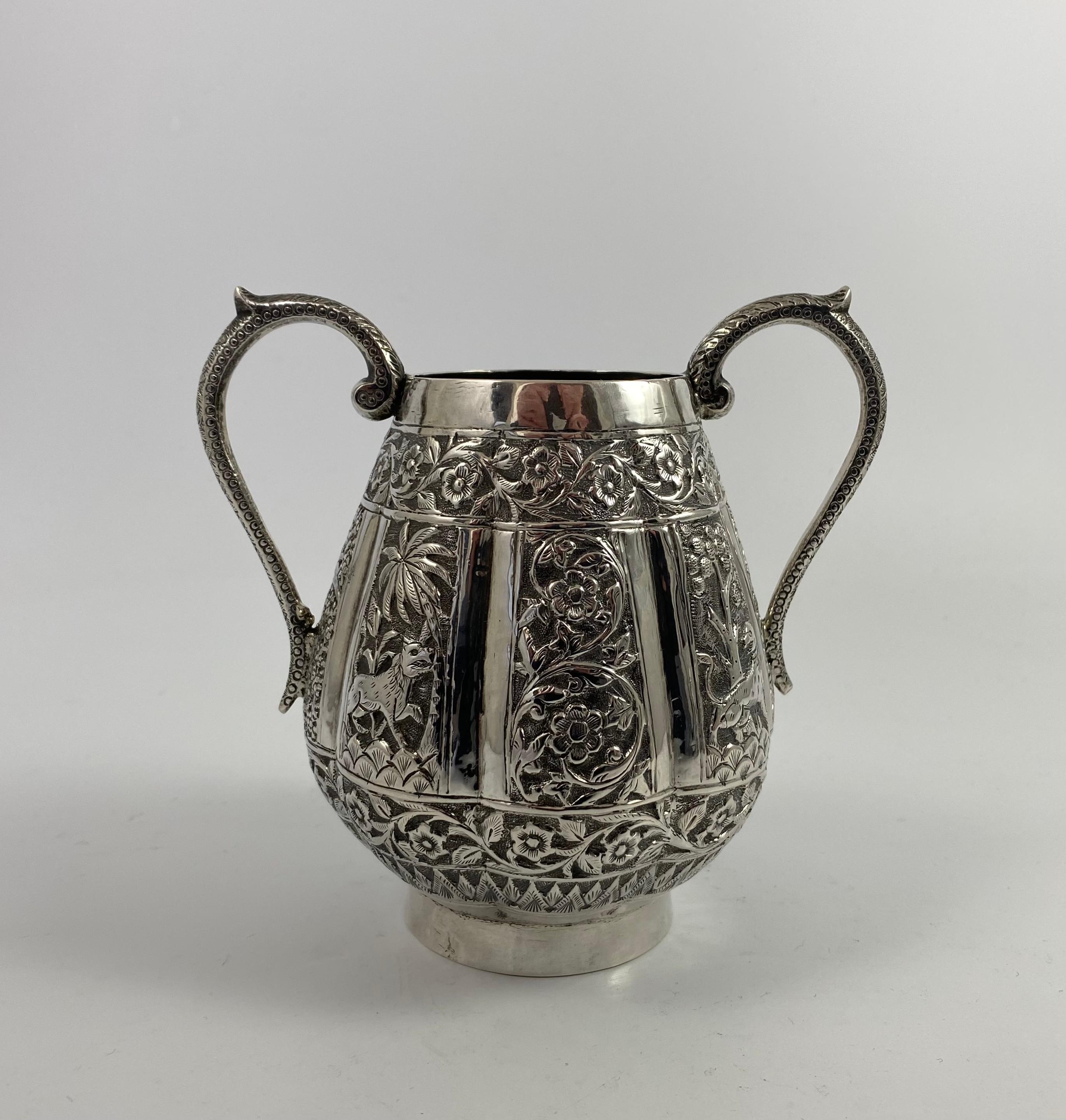 Indian Silver Three Piece Tea Set, c. 1890 12