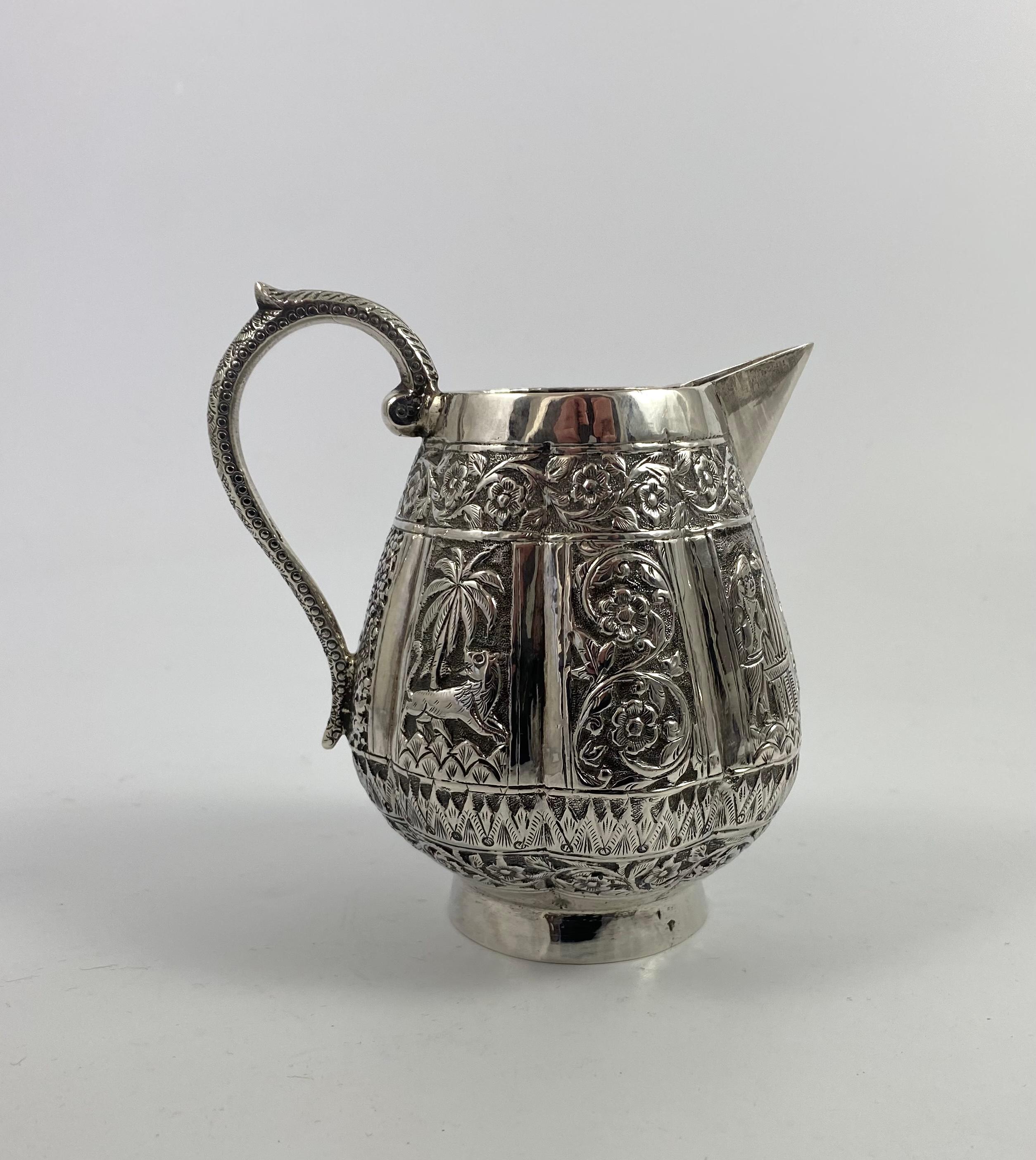 Indian Silver Three Piece Tea Set, c. 1890 14