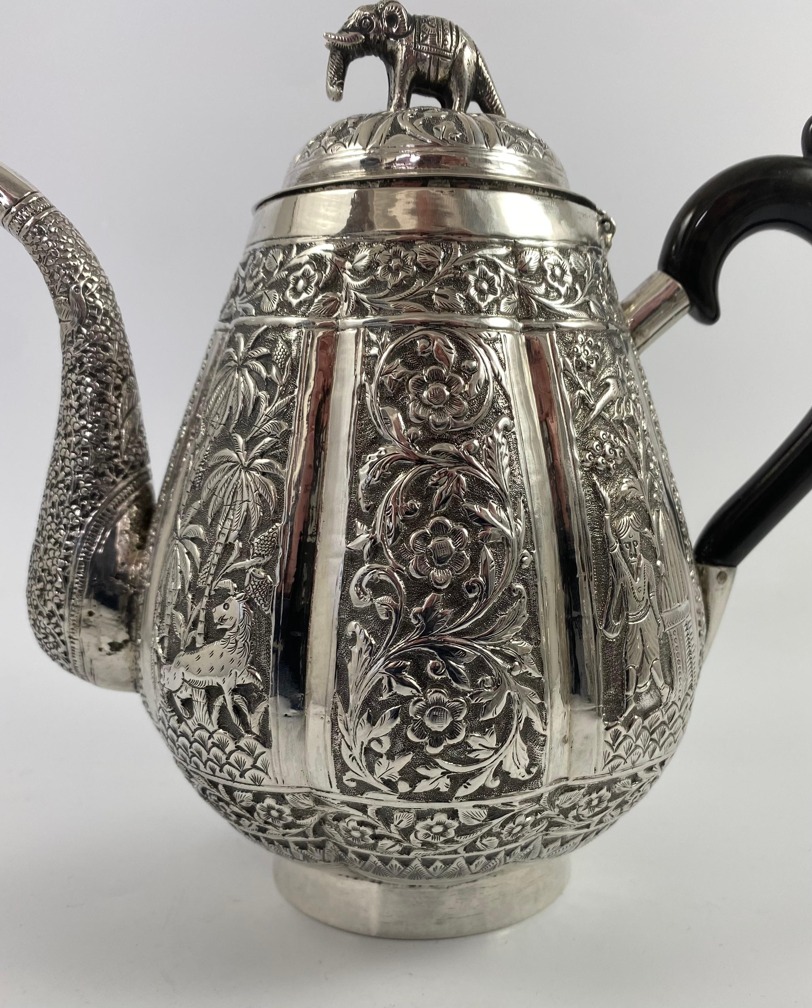 Anglo Raj Indian Silver Three Piece Tea Set, c. 1890