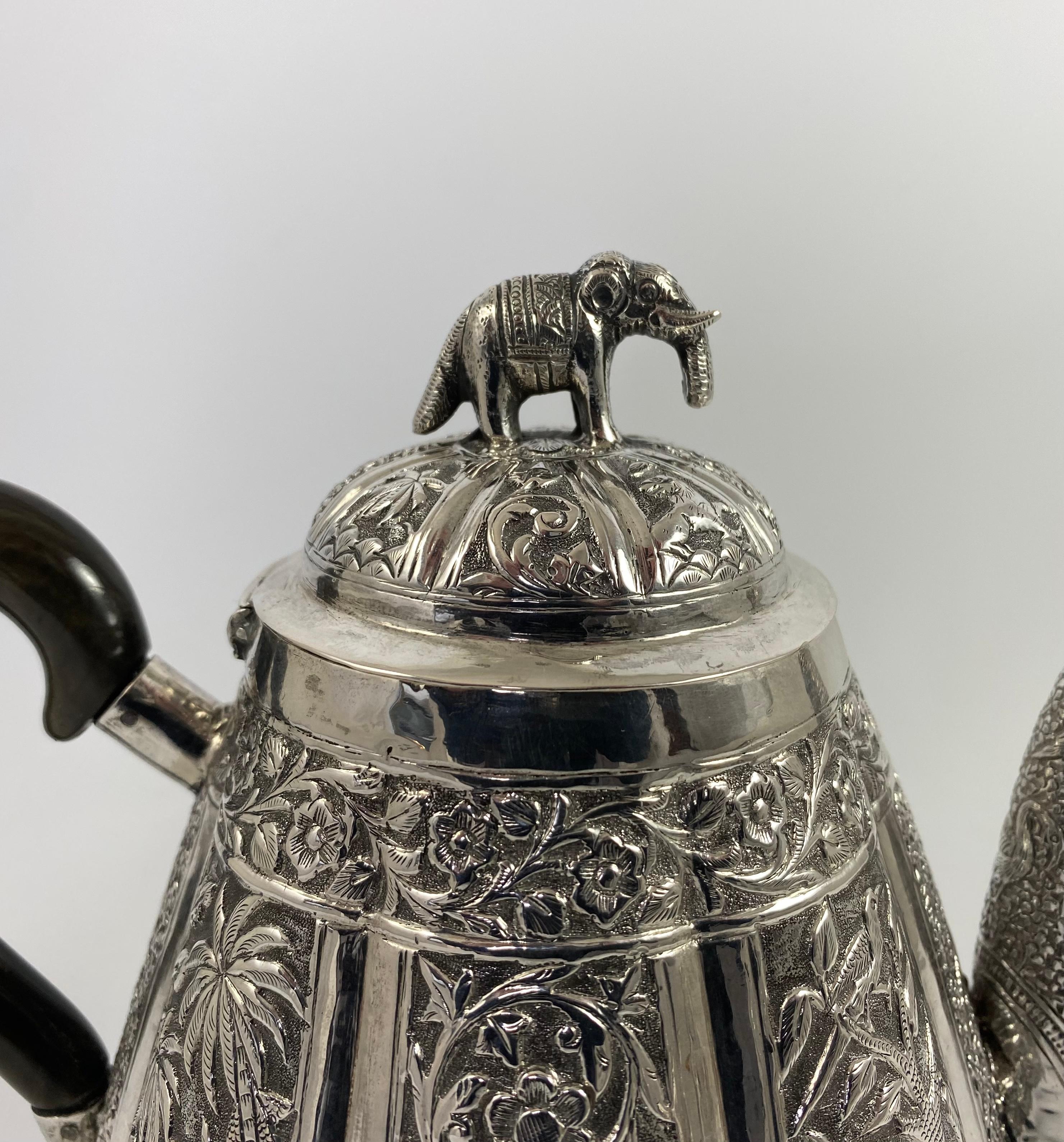 Indian Silver Three Piece Tea Set, c. 1890 3