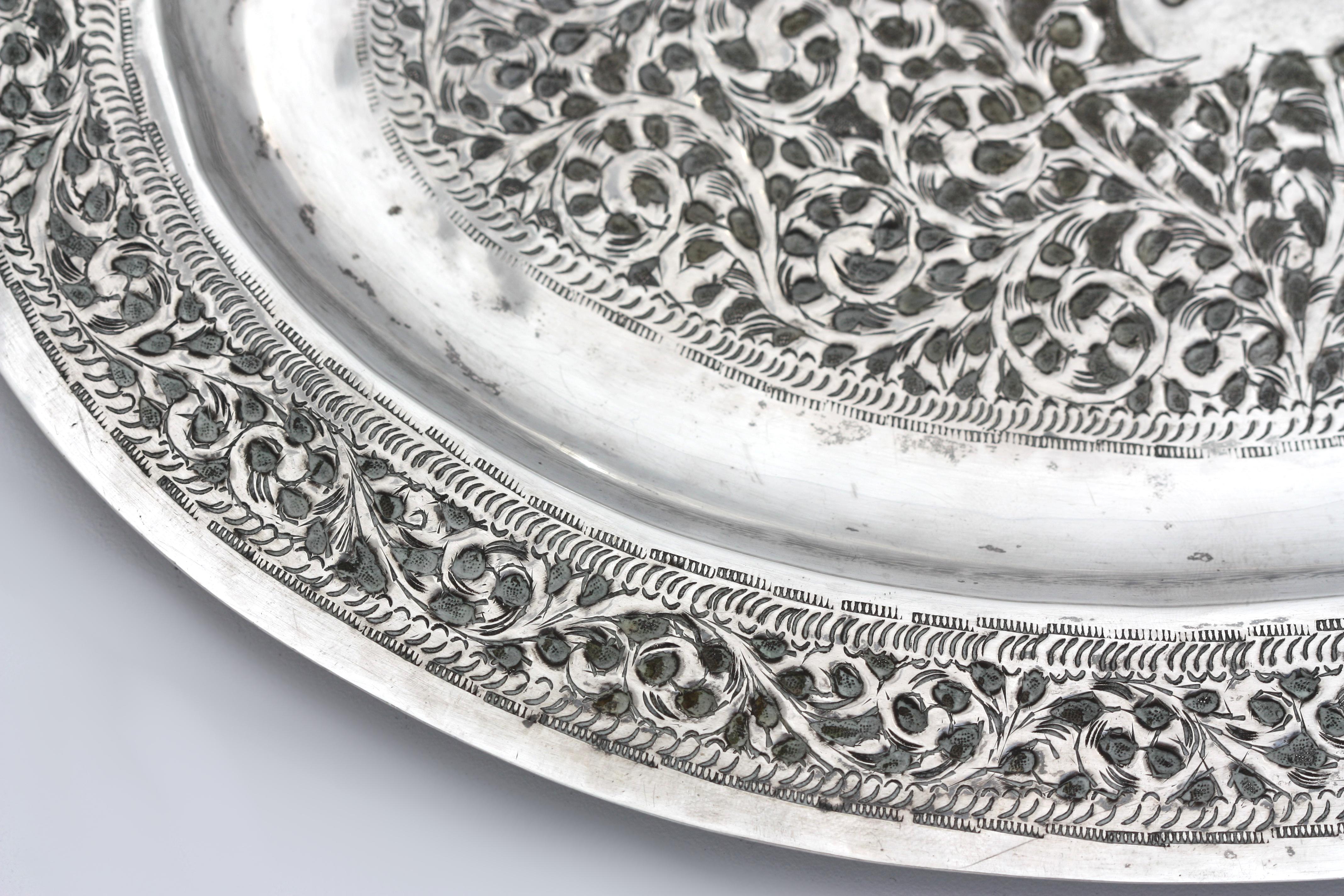Indisches Silber-Tablett im Zustand „Gut“ im Angebot in West Palm Beach, FL