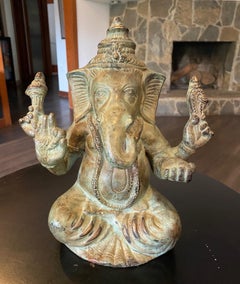 Indian South India or Nepalese Large Ganesh Genesha Bronze Statue Sculpture