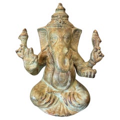Indian South India or Nepalese Large Ganesh Genesha Bronze Statue Sculpture