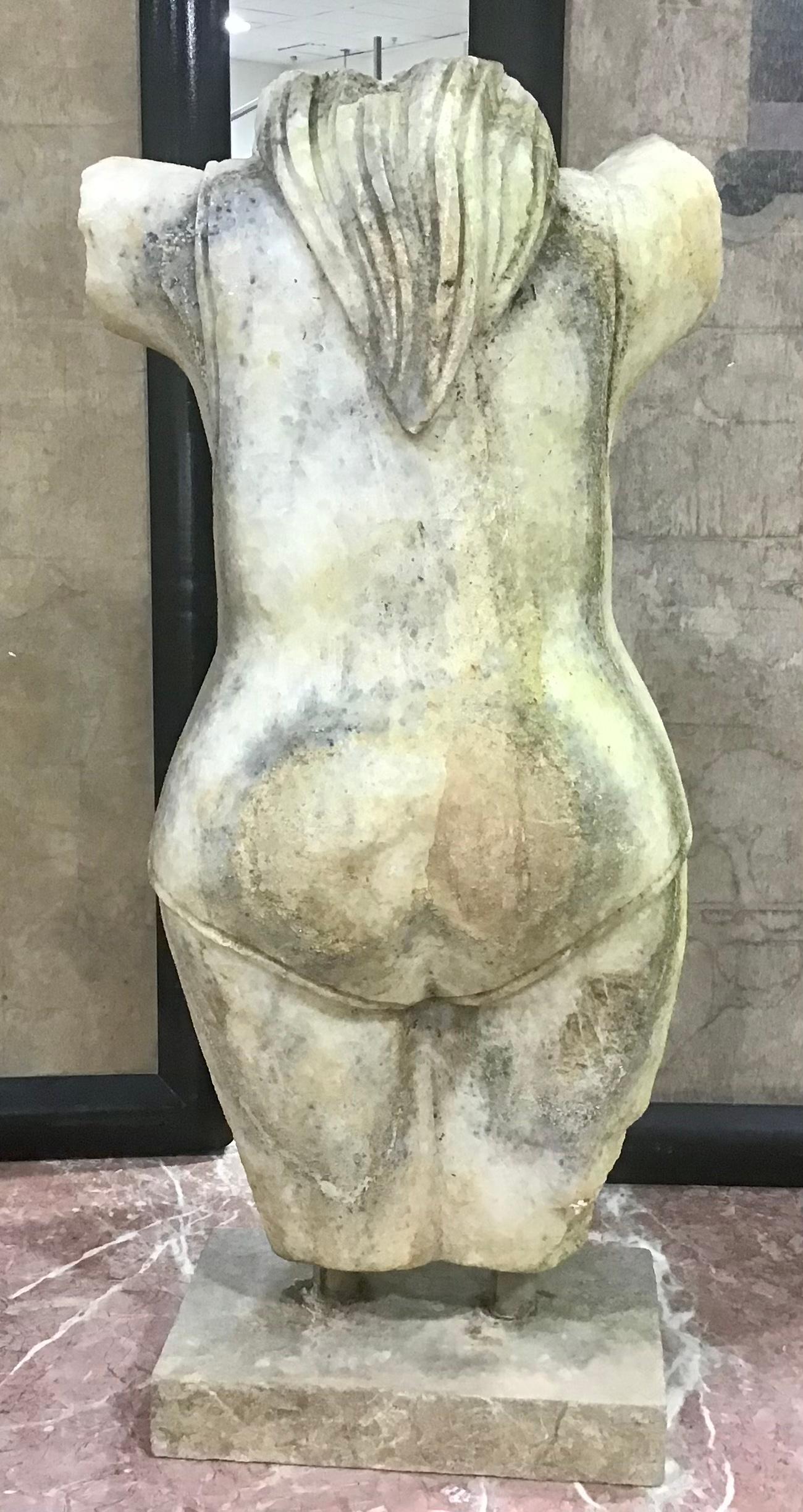 Anglo Raj Indian Style Marble Torso Sculpture For Sale