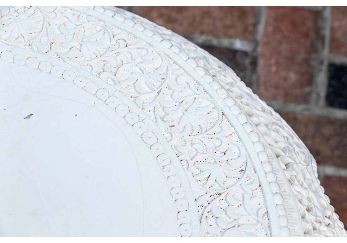 Indian Style Ornately Carved Paint Decorated Pedestal Occasional Table For Sale 4