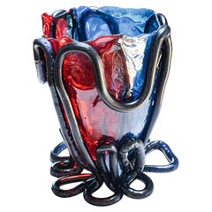 Indian Summer Large Vase by Gaetano Pesce, Cobalt Blue and Red