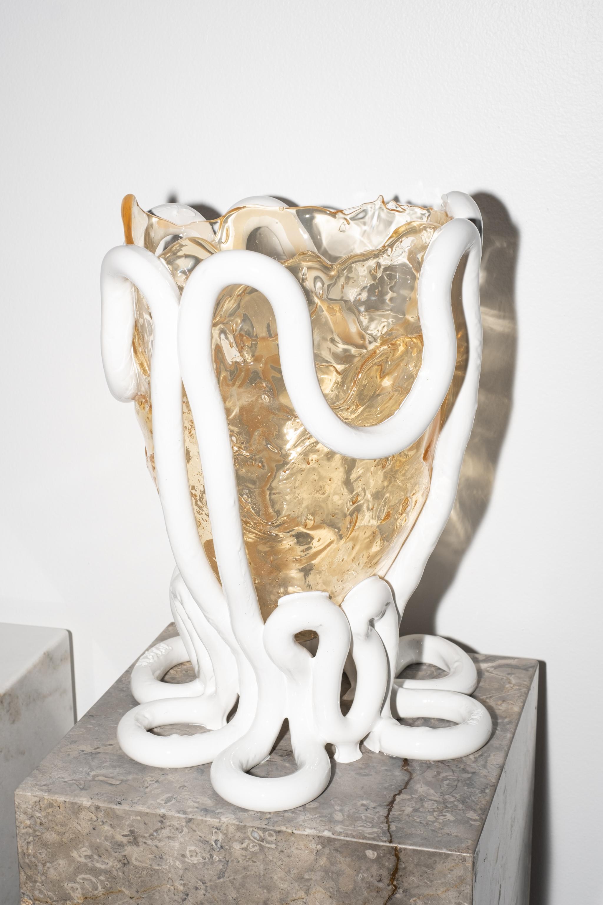 Clear and Matte White 'Indian Summer' Vase in soft resin designed by Gaetano Pesce in 1995 for Fish Design collection.

*All the pieces are handmade and therefore unique. Variations in the dimensions, hues and colours’ distribution are likely to