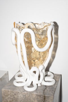 Grand vase d'été indien clair et blanc mat de Gaetano Pesce