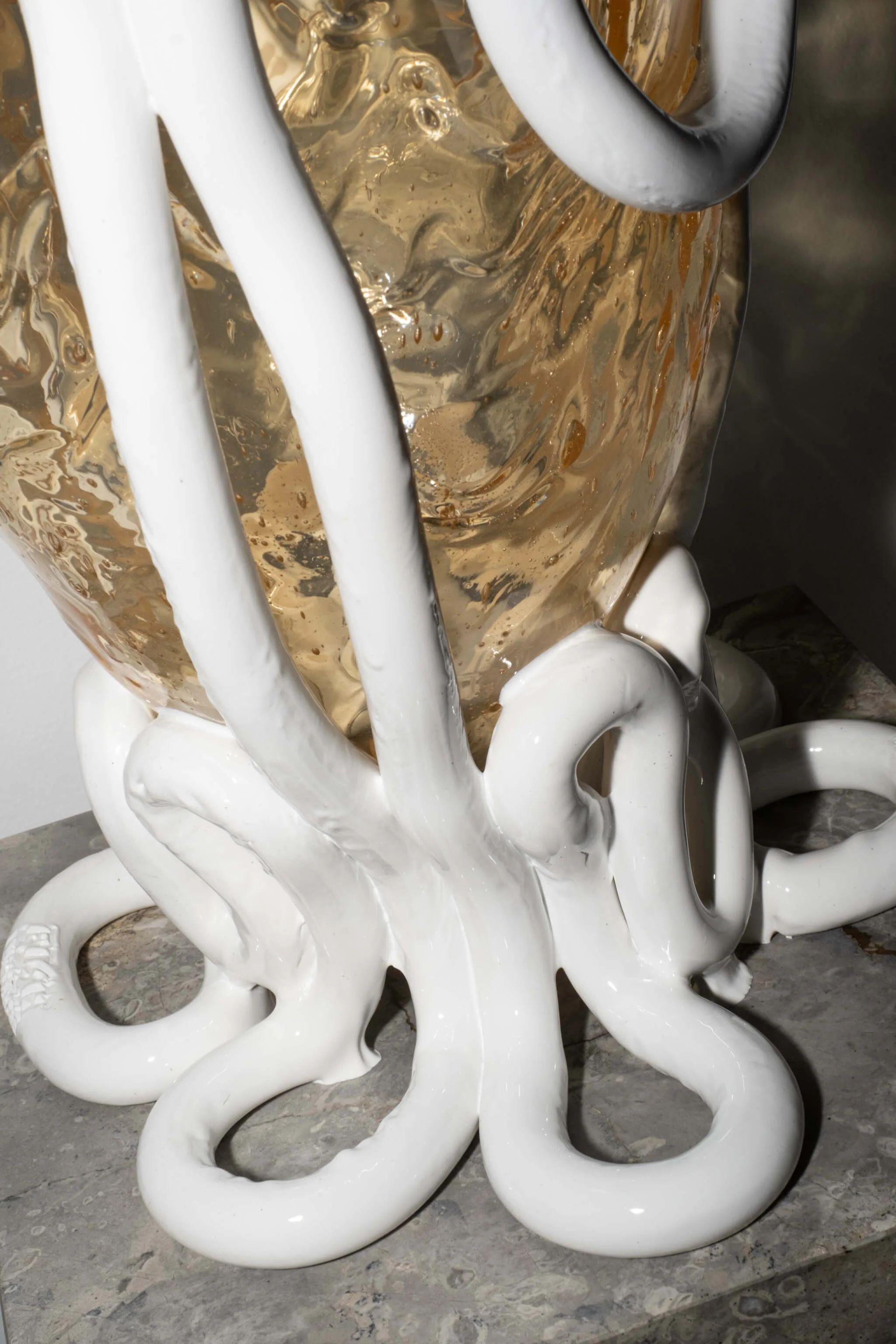 Post-Modern Indian Summer Vase (Large), Clear and Matte White by Gaetano Pesce