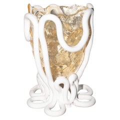 Indian Summer Vase (Large), Clear and Matte White by Gaetano Pesce