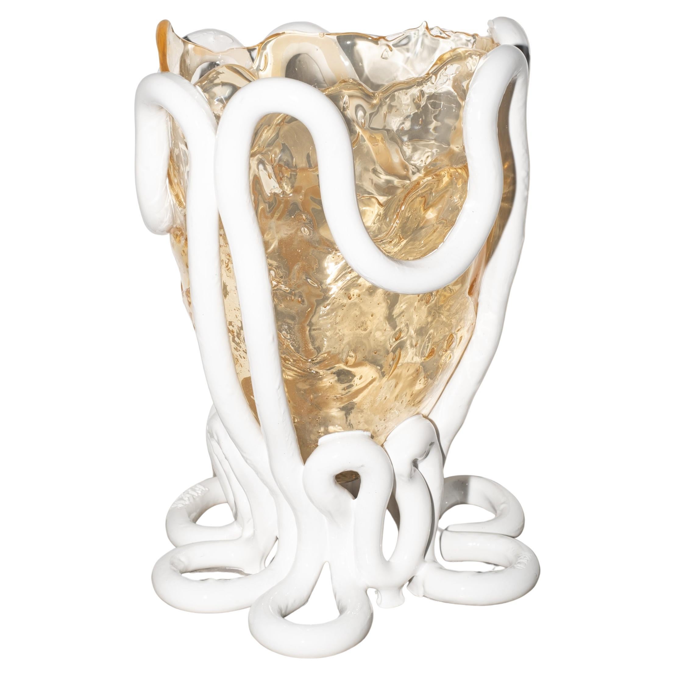 Vaso Indian Summer (grande), trasparente e bianco opaco di Gaetano Pesce in vendita
