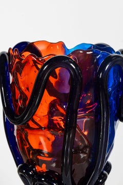 Indian Summer Vase (Large), Clear Blue, Dark Ruby and Black by Gaetano Pesce