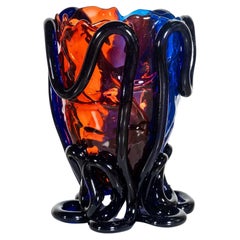 Indian Summer Vase (Large), Clear Blue, Dark Ruby and Black by Gaetano Pesce