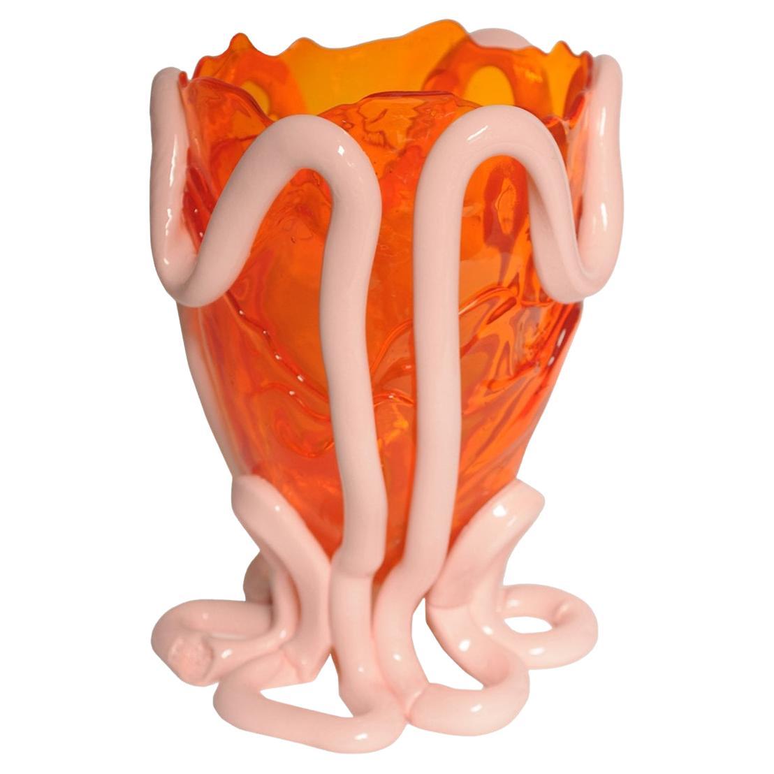 Indian Summer Vase (Large), Clear Orange and Pastel Pink by Gaetano Pesce