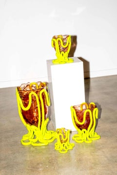 Vaso Indian Summer (medio), rosa chiaro e lime opaco di Gaetano Pesce