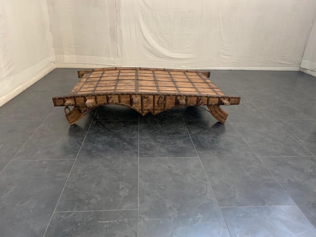 Late 19th Century Indian Table in Teak and Wrought Iron