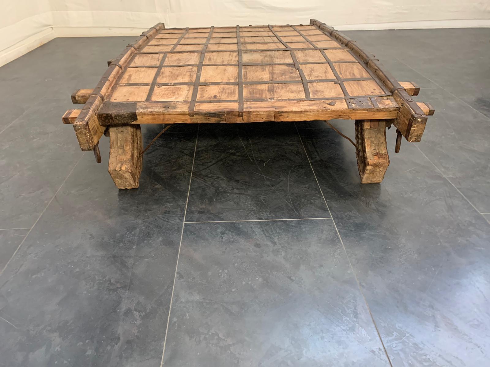 Indian Table in Teak and Wrought Iron 1