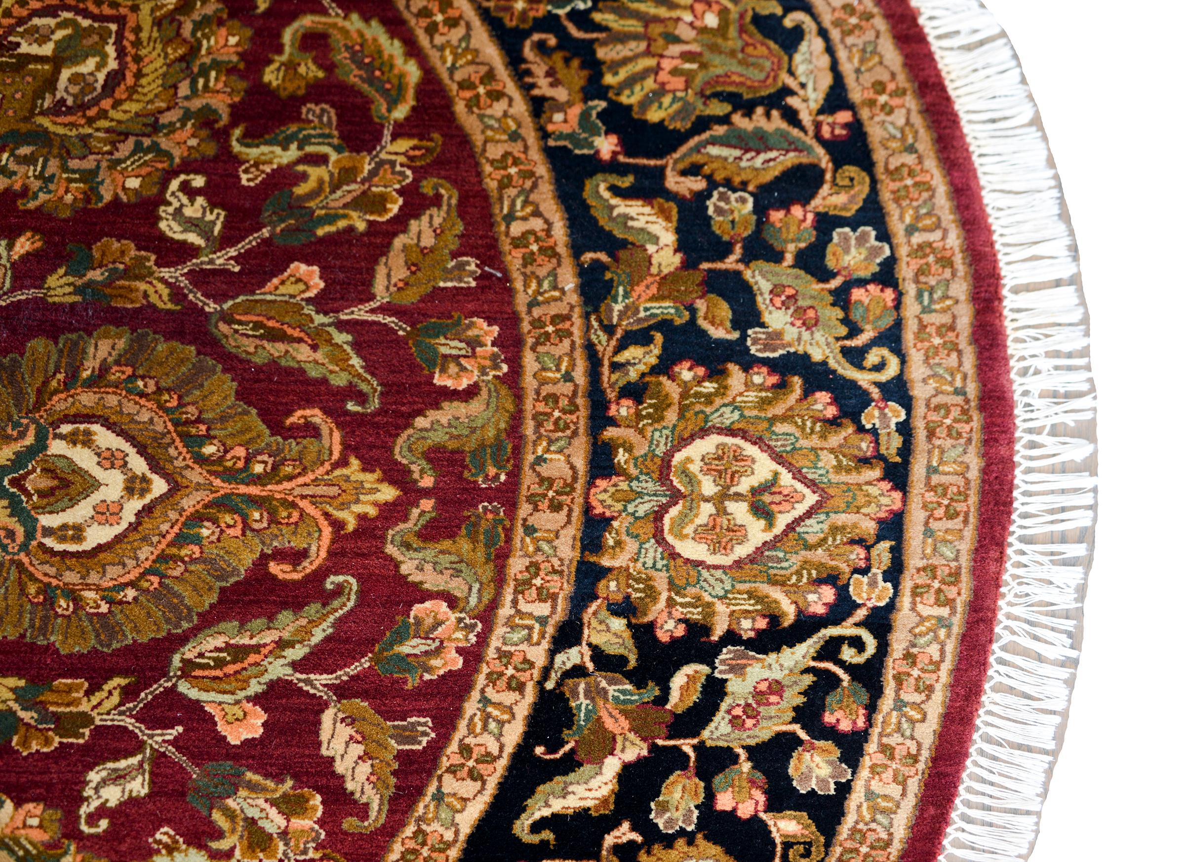 20th Century Indian Tabriz-Style Round Rug For Sale