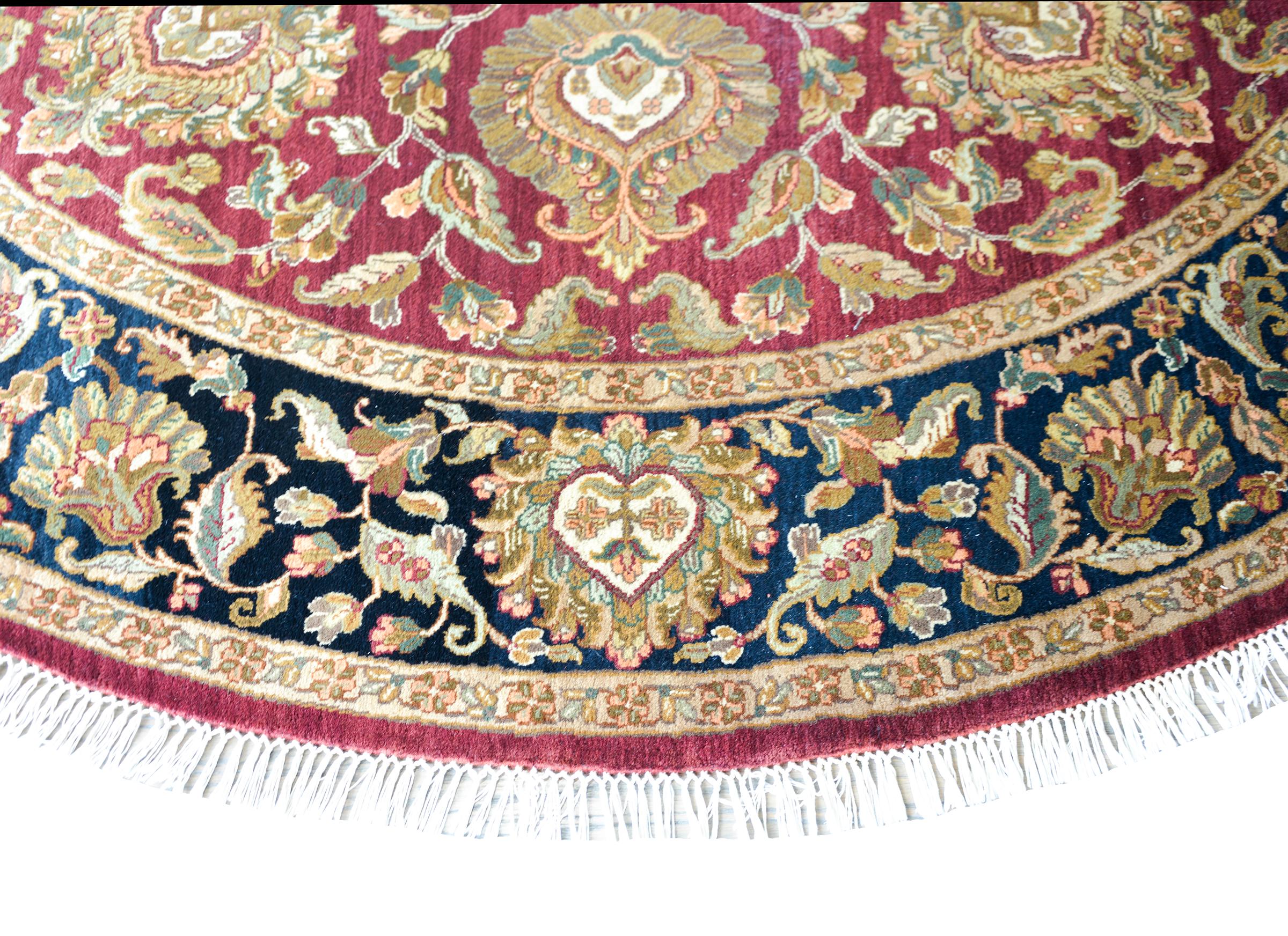 Indian Tabriz-Style Round Rug For Sale 1