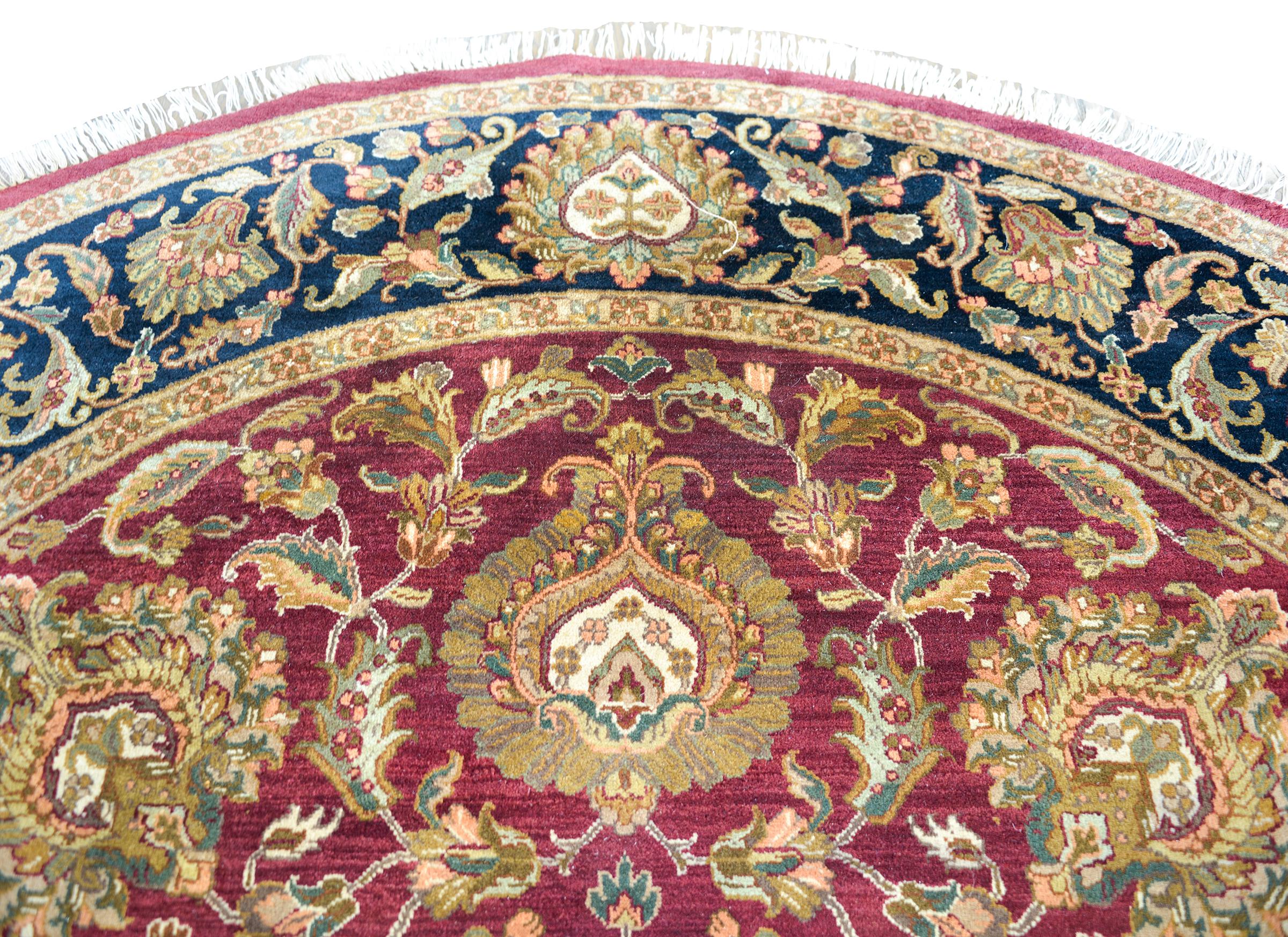 Indian Tabriz-Style Round Rug For Sale 3