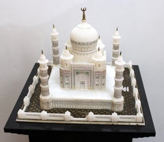 Indian Taj Mahal Alabaster Hand-Carved Architectural Model
