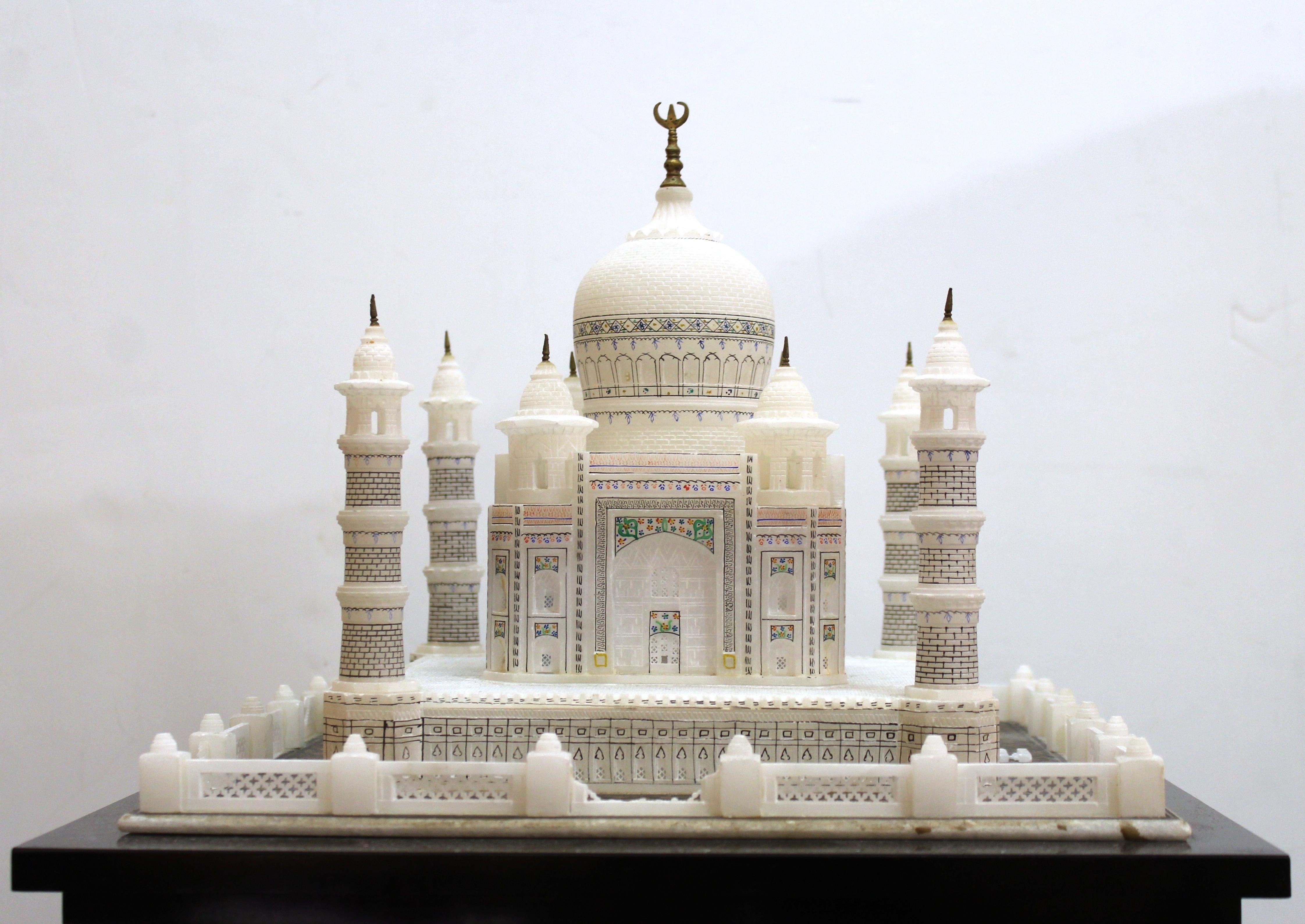 20th Century Indian Taj Mahal Alabaster Hand-Carved Architectural Model