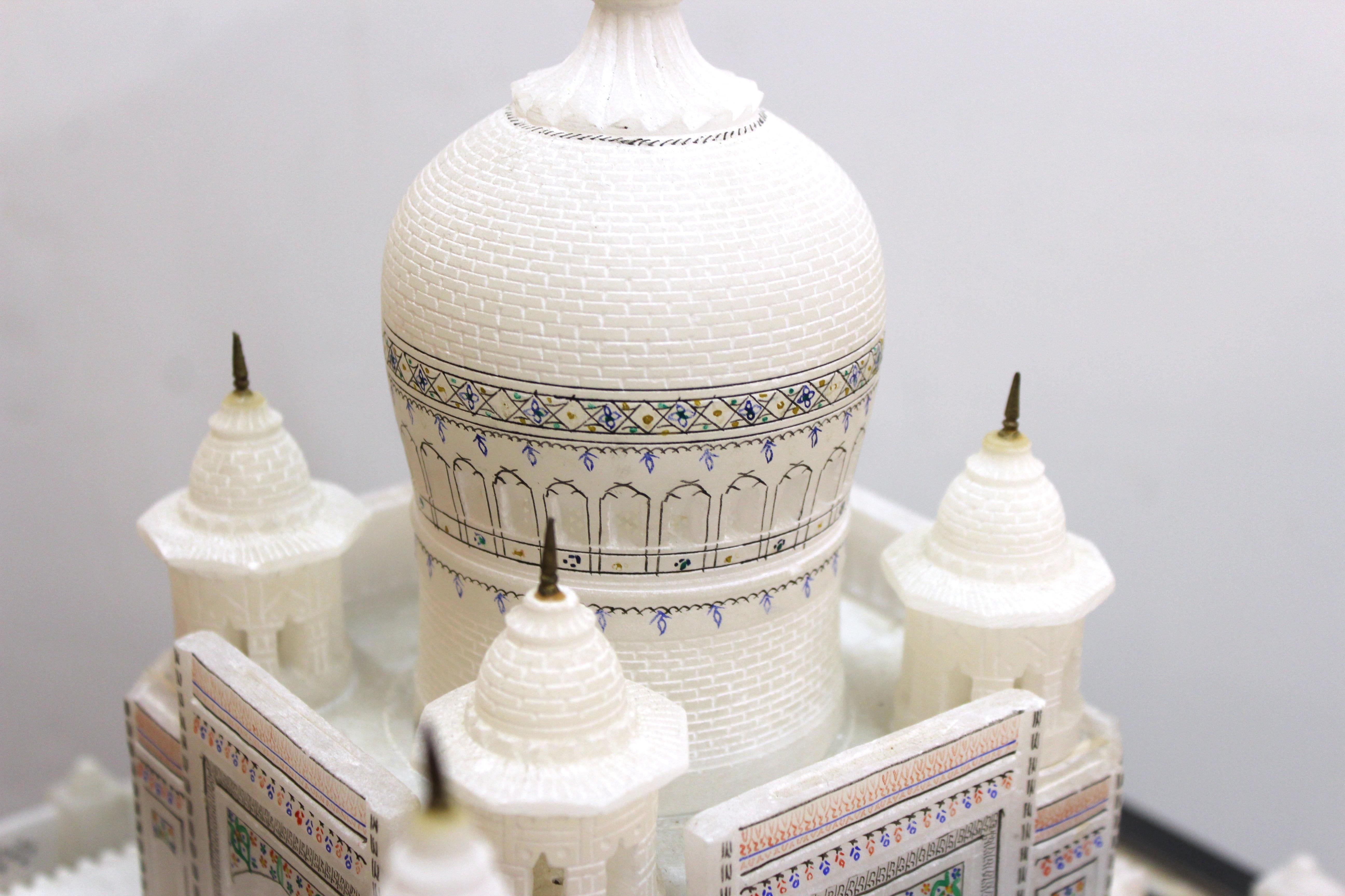 Indian Taj Mahal Alabaster Hand-Carved Architectural Model 1